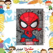 دفتر نقاشی مشایخ سایز وزیری طرح مرد عنکبوتی اسپایدرمن Spider-Man با جلد طلقی فنر مارپیچ و کاغذ 70 گرمی کد C181